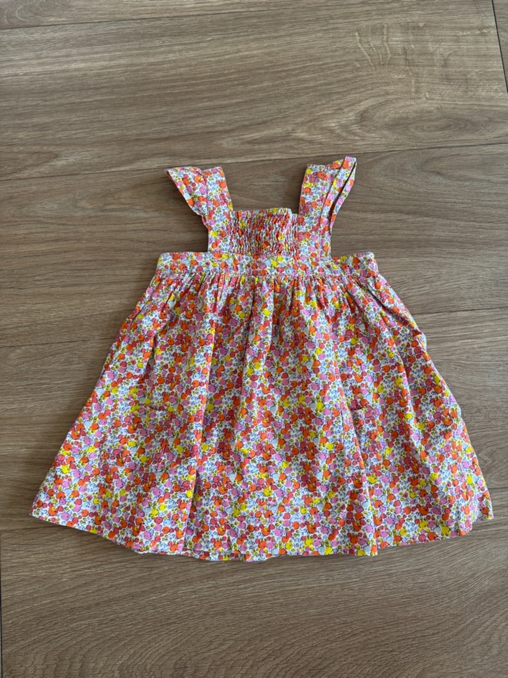Kitchoun Girls Floral Smocked Sundress - Pink & Yellow Floral